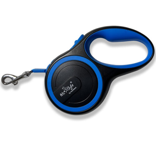 Correa retractil azul para perro